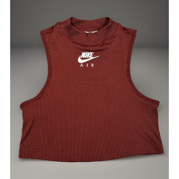 Nike Tops - Nike Air Cropped Tank Ribbed Brown Mock Neck Canyon Rust Women XS